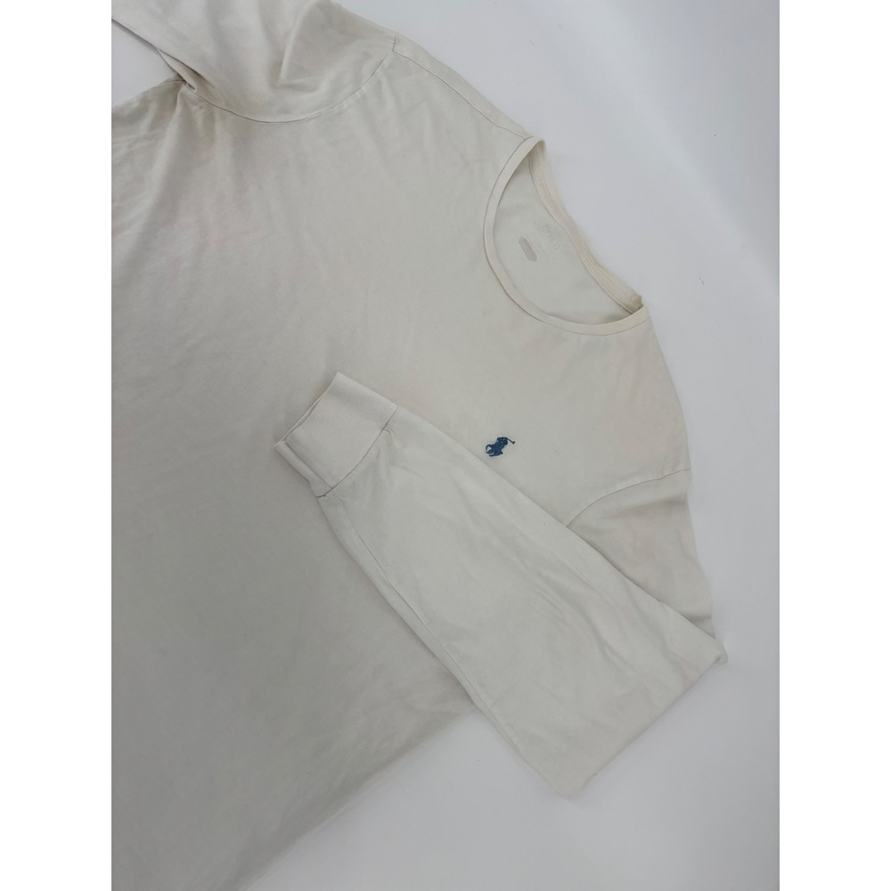 Polo Ralph Lauren Mens Long Sleeve T-Shirt Off White Cream Cotton Crew Neck XL